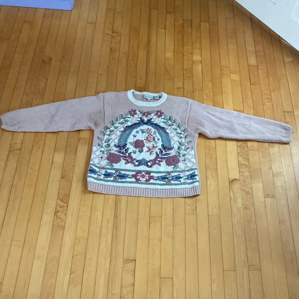 Russ women’s large sweater. Grandmacore with textured multicolored front
